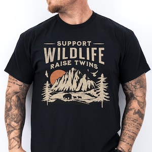 Twin Dad Shirt Funny Hiking Shirt First Time Dad Gift 1st Fathers Day Gift Gift For Husband, Funny Dad Shirt Twin Dad Humor Support Wildlife