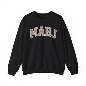 Mahjong Sweatshirt Floral Mahj Sweater Mahjong Lover Gift Game Night Crewneck Mah Jongg Player Shirt Mahjong Club Tournament Merch Apparel Black