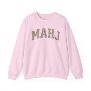 Mahjong Sweatshirt Floral Mahj Sweater Mahjong Lover Gift Game Night Crewneck Mah Jongg Player Shirt Mahjong Club Tournament Merch Apparel Light Pink