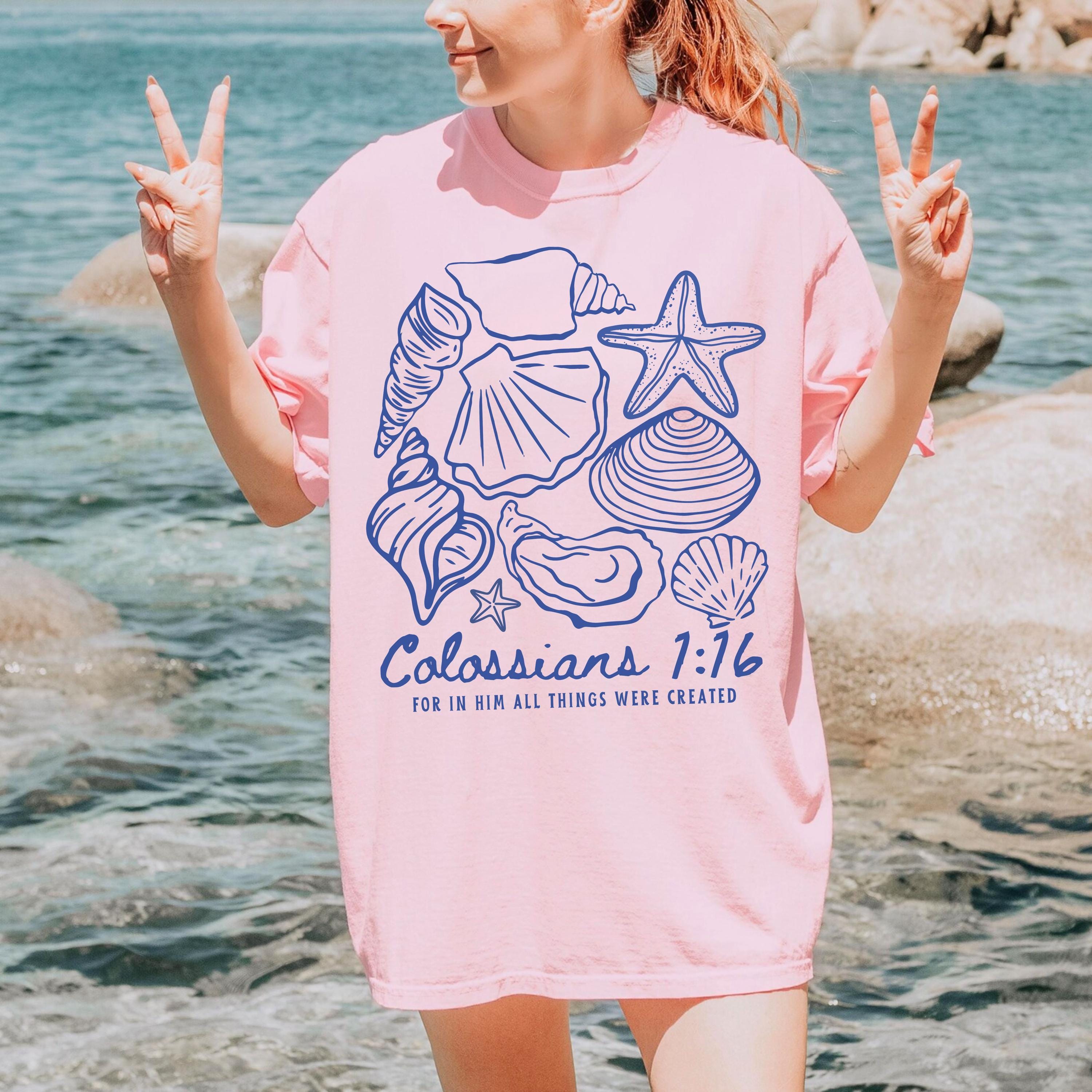 Bible Verse Seashell Shirt Christianshirt Ocean Beach Women Faith ...