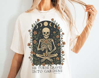 Christelijk Halloween-shirt Halloween-geloof gebaseerd cadeau skelet shirt bijbelvers droge botten christelijke kleding katholieke tshirt vrouwen Ezechiël 37