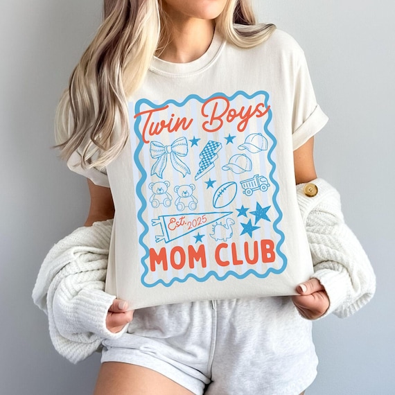 Twin Mom Tshirt Custom Twin Boys Pregnancy Announcement Twin Mom Gifts Mother Of Twin Boys Mother's Day Gift Pregnant Wife Gift Baby Shower