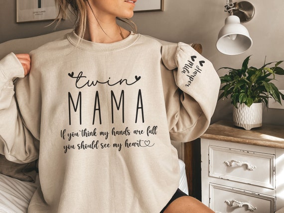 Personalized Twin Mom Sweatshirt Maternity Clothes IVF Custom Mama Shirt Mom Mothersdaygift Christmas Gift Soon To Be Mom First Time Mom