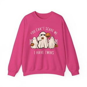 Halloween Twin Mom Sweatshirt Funny Ghost Shirt for Twin Mom Twin Pregnancy Reveal Sweater Baby Shower Gift for Twins Pregnancy Announcement Heliconia