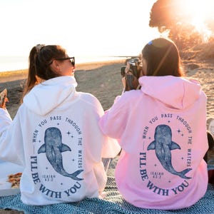 Whale Shark Christian Hoodie Inspirational Whale Hoodie Jesus Hoodie, Ocean Inspired Bible Verse Shirt Faith Apparel Meet Me At The Beach