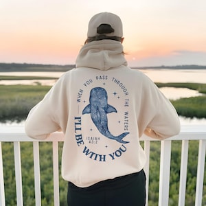 Whale Shark Christian Hoodie Ocean Beach Hoodie Jesus Hoodie Ocean Inspired Style Bible Verse Shirt Coconut Girl Sweatshirt Meet Me At Beach
