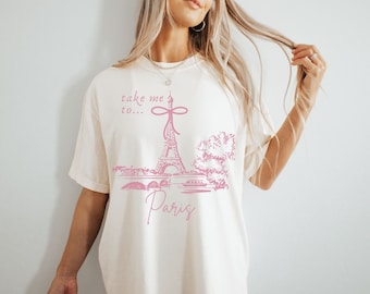 Paris France Shirt Old Money Aesthetic Coquette Top Sister trip Shirts Preppy Stuff Travel Lover Gift France Vacation Souvenir French Tee