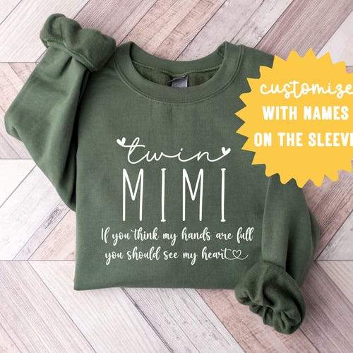 Cadeau sweat-shirt personnalisé pour grand-mère, future maman, première fois, faire-part de grossesse, jumeau, col rond pour grand-mère, douche de bébé pour jumeaux
