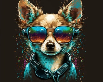 Pawsitively Cool, A Chihuahua DJ with Attitude in Headphones and Sunglasses