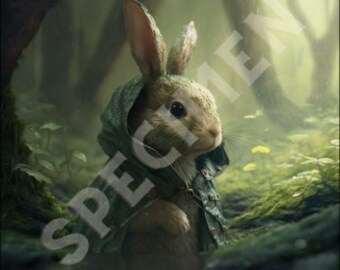 Rainy Day Bunny: A Virtual Rabbit in a Mackintosh in the Woods