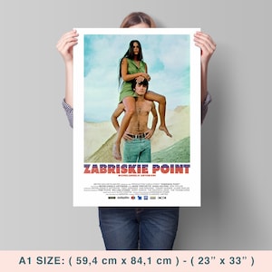 Zabriskie Point, Michelangelo Antonioni, Mark Frechette, Daria Halprin, 1970 - Póster de película retro vintage, papel semibrillante premium