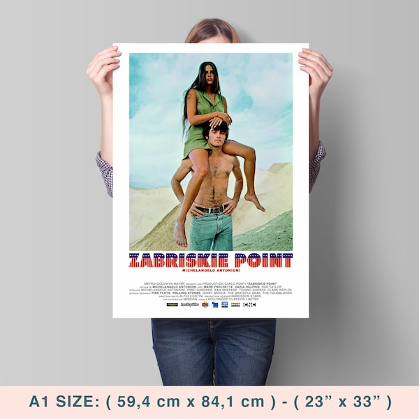 Zabriskie Point, Michelangelo Antonioni, Mark Frechette, Daria Halprin, 1970 - Vintage Retro Movie Poster, Premium Semi-Glossy Paper