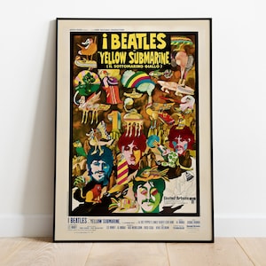 Submarino amarillo, The Beatles, George Dunning, 1968 - Póster de película vintage de alta calidad, papel semibrillante de primera calidad