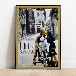 La vita è bella, Roberto Benigni, 1997 - Poster di film vintage di alta qualità, carta semilucida di alta qualità