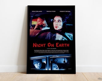 Night on Earth, Jim Jarmusch, 1991 - Retro Vintage Movie Poster, Premium Semi-Glossy Paper