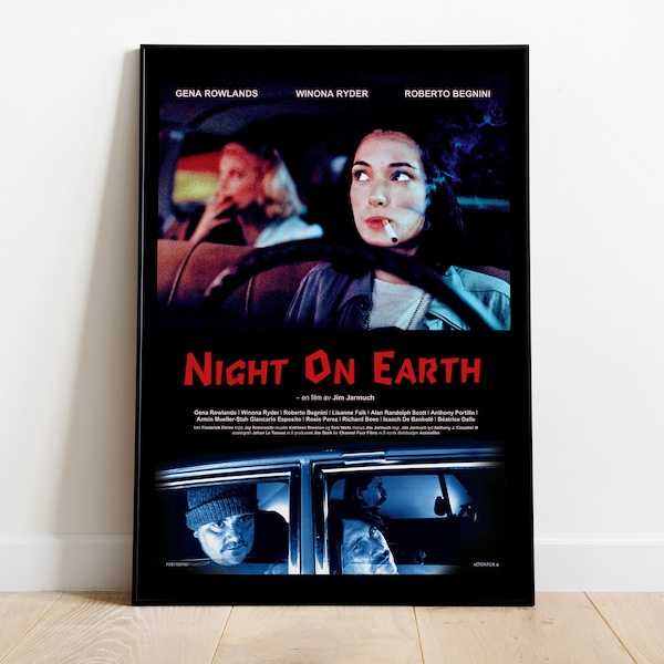 Night on Earth, Jim Jarmusch, 1991 - Retro Vintage Movie Poster, Premium Semi-Glossy Paper