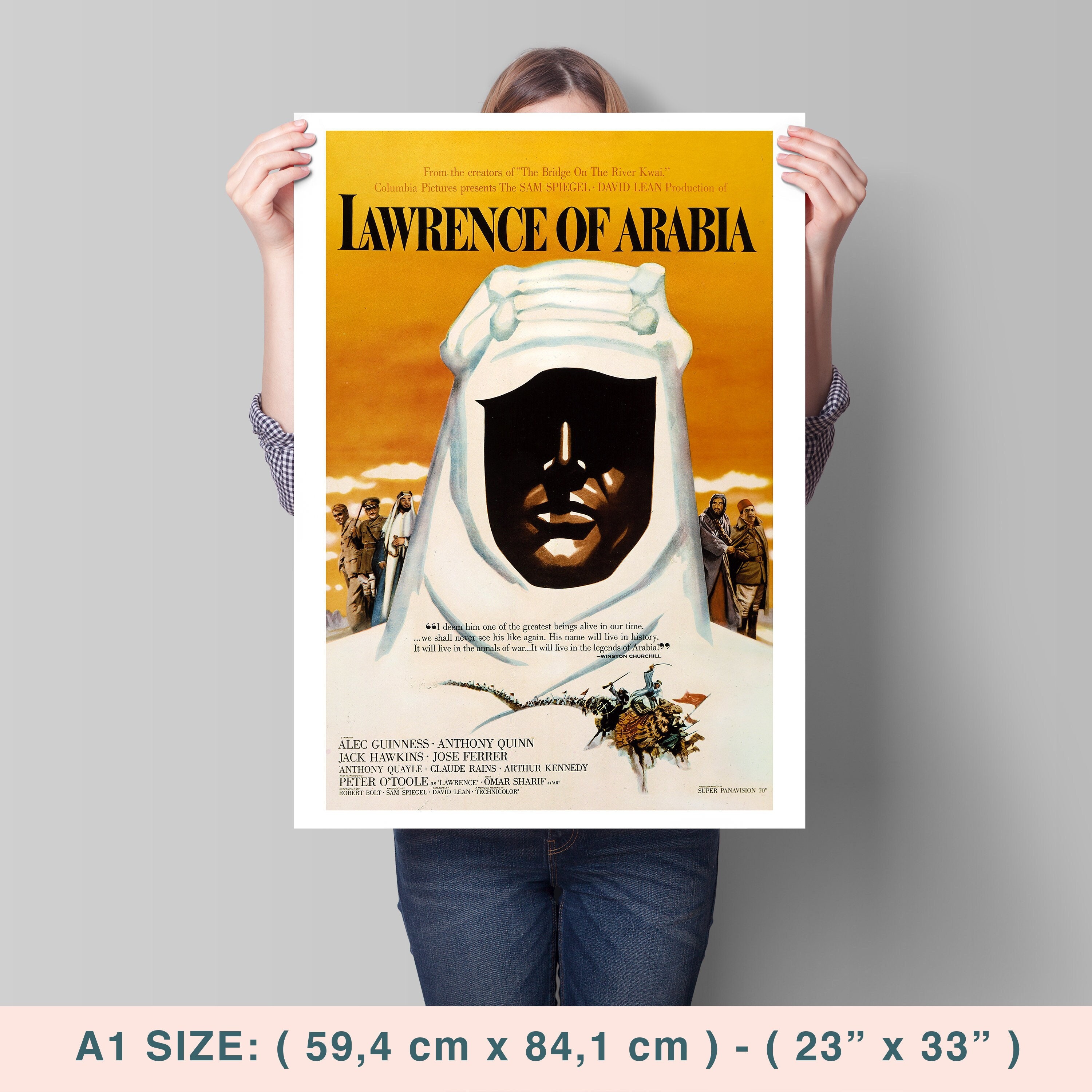 Lawrence of Arabia, David Lean, 1962 - HQ Movie Poster, Premium Semi-Glossy Paper
