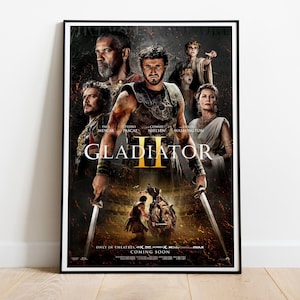 Gladiator II, Ridley Scott, Paul Mescal, Denzel Washington, 2024, poster del film HQ, carta semi-lucida premium