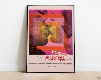 Een man en een vrouw, Un homme et une femme, Claude Lelouch, 1966 - HQ Movie Poster, Premium Semi-Glossy Paper