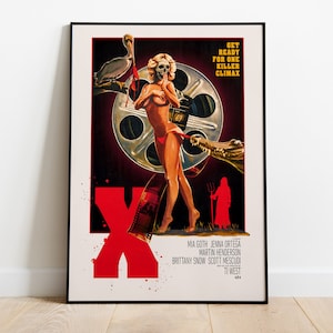 X, Ti West, Mia Goth, Jenna Ortega, 2022 - Póster de la película HQ, papel semibrillante premium