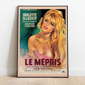 Contempt, Jean-Luc Godard, Brigitte Bardot, 1963 - High Quality Vintage Movie Poster, Premium Semi-Glossy Paper