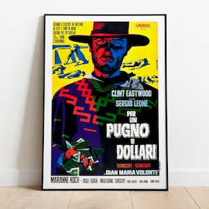 Per un pugno di dollari, Sergio Leone, Clint Eastwood, 1964 - Poster di film vintage di alta qualità, carta semilucida premium