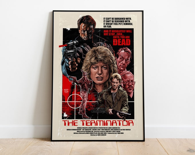 Terminator, James Cameron, Arnold Schwarzenegger, 1984 - Affiche de film rétro, papier semi-brillant premium