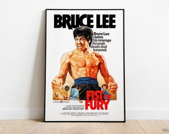 Puño de furia, Lo Wei, Bruce Lee, 1972 - HQ Retro Vintage Movie Poster, Premium Semi-Glossy Paper