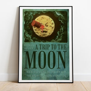 Un viaggio sulla luna, Le Voyage dans la Lune, Georges Melies, 1865 - Poster di film vintage di alta qualità, carta semilucida premium