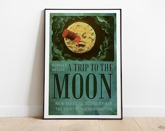A Trip to the Moon, Le Voyage dans la Lune, Georges Melies, 1865 - High Quality Vintage Movie Poster, Premium Semi-Glossy Paper