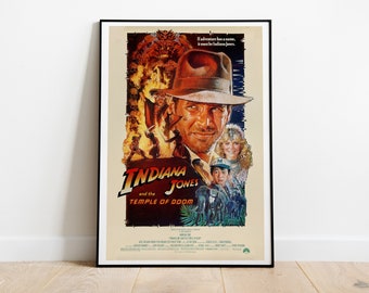 Indiana Jones and the Temple of Doom, Steven Spielberg, Harrison Ford, 1984 - High Quality Vintage Movie Poster, Premium Semi-Glossy Paper