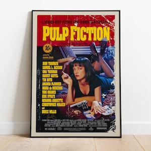 Pulp Fiction, Quentin Tarantino, John Travolta, Uma Thurman, 1994 - High Quality Retro Movie Poster, Premium Semi-Glossy Paper