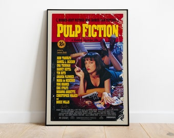 Pulp Fiction, Quentin Tarantino, John Travolta, Uma Thurman, 1994 - High Quality Retro Movie Poster, Premium Semi-Glossy Paper