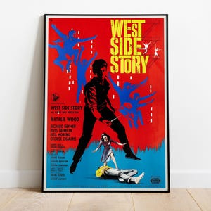 West Side Story, Natalie Wood, Robert Wise, Jerome Robbins, 1961 - Poster cinematografico vintage HQ, carta semi-lucida di alta qualità