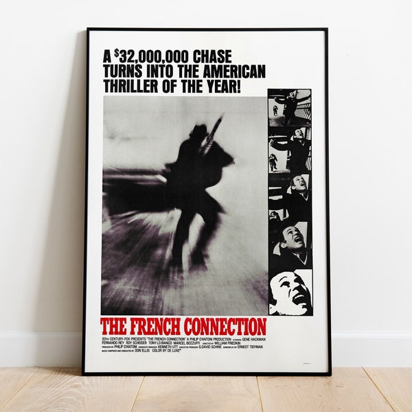 The French Connection, William Friedkin, Gene Hackman, 1971 -  HQ Vintage Movie Poster, Premium Semi-Glossy Paper