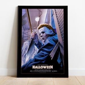 Halloween, John Carpenter, Jamie Lee Curtis, 1978 - Póster de película retro ilustrado de HQ, papel semibrillante de primera calidad