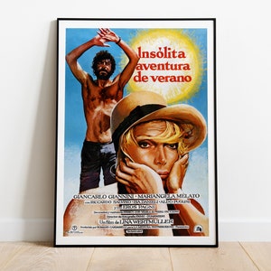 Swept Away, Travolti da un insolito destino nell'azzurro mare d'agosto, 1974 - Vintage Movie Poster, Premium Semi-Glossy Paper