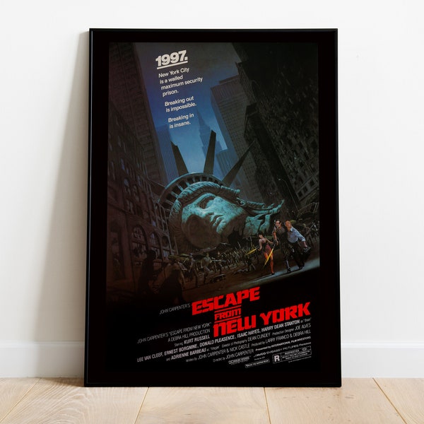 Escape from New York, John Carpenter, Kurt Russel, 1981 - High Quality Vintage Movie Poster, Premium Semi-Glossy Paper