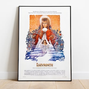 Labyrinth, Jim Henson, David Bowie, 1986 - HQ Vintage Movie Poster, Premium Semi-Glossy Paper