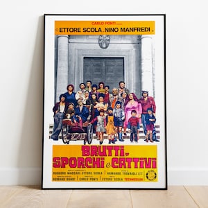 Brutti, sporchi e cattivi, Ugly, Dirty and Bad, Ettore Scola, 1976 - Poster di film vintage retrò, carta semilucida Premium