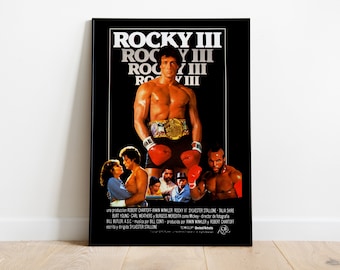 Rocky III, Sylvester Stallone, Rocky Balboa - Póster de película vintage de alta calidad, papel semibrillante premium