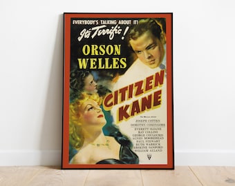 Citizen Kane, Orson Welles, 1941 - Högkvalitativ vintagefilmaffisch, premium halvblankt papper