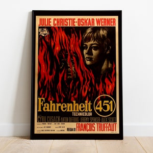 Fahrenheit 451, François Truffaut, Julie Christie, 1966 High Quality Vintage Retro Movie Poster, Premium Semi-Glossy Paper image 1