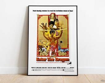 Enter the Dragon, Robert Clouse, Bruce Lee, John Saxon, 1973 - Retro Movie Poster, Premium Semi-Glossy Paper