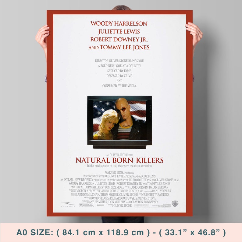 Natural Born Killers, Oliver Stone, Juliette Lewis, Robert Downey Jr, 1994 Retro Vintage Movie Poster, Premium Semi-Glossy Paper image 2