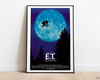 E.T. 地球外生命体、スティーブン・スピルバーグ監督、1982年 - 高品質ヴィンテージレトロ映画ポスター、プレミアム半光沢紙