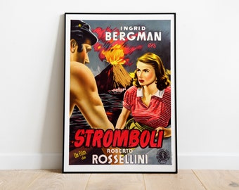 Stromboli, Land of God, Roberto Rossellini, Ingrid Bergman, 1950 - High Quality Vintage Movie Poster, Premium Semi-Glossy Paper