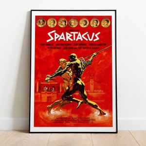 Spartacus, Stanley Kubrick, Kirk Douglas, 1960 - Póster de película retro vintage de alta calidad, papel semibrillante premium