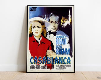 カサブランカの映画ポスター：ハンフリー・ボガート＆イングリッド