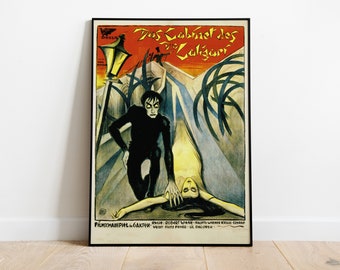 The Cabinet of Dr. Caligari, Robert Wiene, 1920 - Retro Vintage Movie Poster, Premium Semi-Glossy Paper